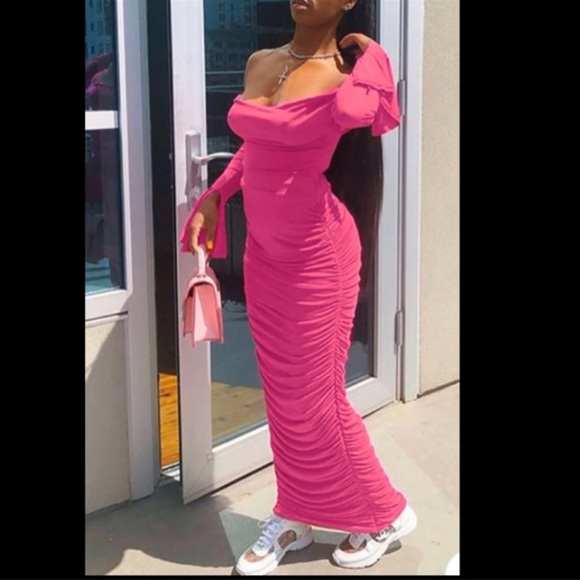 Black Bodycon Backless Maxi Dress Stretchy - Picture 2 of 2